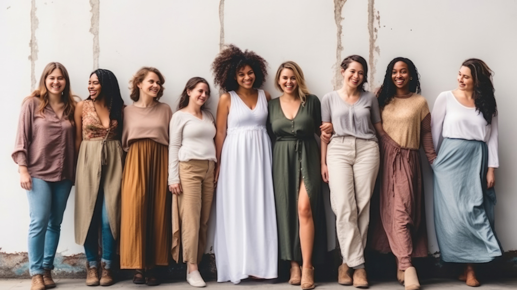 Group of women pregnant with different body and ethnicity posing together to show the woman pregnant power and strength. Curvy and skinny kind of female body concept, body positive and body acceptance Group of women pregnant with different body and ethnicity posing together to show the woman pregnant power and strength. Curvy and skinny kind of female body concept, body positive and body acceptance